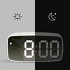 Mirror Bedside Alarm Clock Battery Plug-In Dual-Purpose LED Clock, Colour: Arc-shaped Black Shell (Black Surface Green Light)