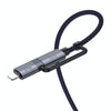 hoco U134 Type-C / USB-C to Type-C / USB-C + 8 Pin 2 in 1 Braided Fast Charging Data Cable, Length:1.2m(Grey)