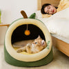 Cosy Semi-Enclosed Pet Bed, Small, Coffee Bear - Cat & Dog Kennel Pad