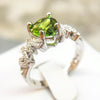Women Heart Pattern Diamond Ring, Ring Size:10(Green)