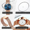 OLEVS 5869 Ladies Business Waterproof Steel Strap Quartz Watch(Blue + Rose Gold)