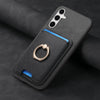 For Samsung Galaxy S25+ 5G Retro Cross Leather Ring Vertical Insert Card Bag MagSafe Phone Case(Black)