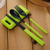 3 in 1 ABS Folding Dinnerware Cutlery Fork Chopsticks Set with Storage Box Outdoor Camping Hiking Traveling Tableware Set(Blue)