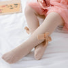 Spring And Autumn Girl Tights Bow Baby Knit Pantyhose Size: L 2-4 Years Old(Dark Gray)