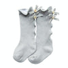 Baby Cute High Knee Fungus Lace Bow Socks, Size:XL(Grey)
