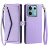 For Redmi Note 13 5G Global Wallet Multi-card Slot Leather Phone Case with Lanyard(Purple)