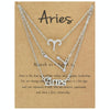 3 In 1 12 Zodiac Signs Necklace Set Retro Alphabet Symbols With Diamonds Jewelry Set, Style: Aries Silver