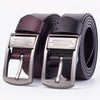 110cm Men Leather Pin Buckle Belt Retro Lacquered CowhideWaist Band(ZK-032 Black)