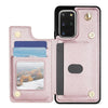For Samsung Galaxy S20 FE 5G Rhombic Dual Buckle Card Slots Phone Case with Lanyard(Rose Gold)