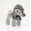 Dog Shawl with Bow Tie, Navy Blue Grid, M (20-25cm Neck) - Cat/Dog Bandana Bib