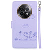 For Realme 13+ Global Cute Cats RFID Leather Phone Case(Purple)