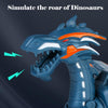 Electric Mechanical Dinosaur Toy Simulation Animal Toy Multifunctional Sound And Light Toy, Style: Spray-Blue
