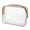 Portable Travel Zip Look PVC Bags Waterproof Transparent Makeup Storage Bag, SIZE:L(Brown)