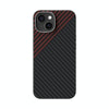 For iPhone 15 ABEEL C Carbon Fiber Series 6D Micro Relief MagSafe Phone Case(Black Red)