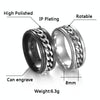 2 PCS Men Stainless Steel Embossed Turnable Chain Rings, Color: Dark Blue(7)