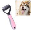 Dog Comb, Stainless Steel, Double-Sided, Pink, 17cm