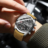 BINBOND B6022 30m Waterproof Luminous Multifunctional Quartz Watch, Color: Leather-White Steel-Green