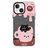 For iPhone 15 Plus Skin Feeling Jelly TPU Hybrid PC Phone Case(Teacup Puppy Black)