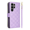 For Samsung Galaxy S25 Ultra 5G Crossbody Rhombic Zipper Tower Buckle Leather Phone Case with Lanyard(Purple)