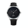 YAZOLE 503 Simple Line Pattern Dial Men Quartz Watch(Silver Shell Black Tray Black Belt)