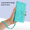 For iPhone 12 Pro Max Tulips Embossed Leather Phone Case with Lanyard(Green)