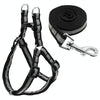 Reflective Dog Lead & Collar Set, Small, Black (31-46cm Chest) - Nylon