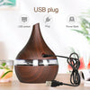300ml USB Electric Aroma Air Diffuser Wood Ultrasonic Air Humidifier Essential Oil Aromatherapy Cool Mist Maker(Flat Mouth Light Wood Grain)