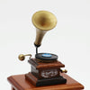 1:12 Mini House Toy Simulation Retro Gramophone with Record(Brown)