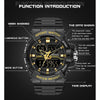 SANDA 6025 Dual Time Digital Display Luminous Calendar Waterproof Multifunctional Men Sports Quartz Watch(Black Gold)