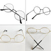 Retro Large Round Eyeglasses Metal Frame Anti Blue-ray Plain Glass Spectacles(Silver)