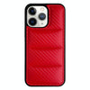 For iPhone 11 Pro Max Carbon Fiber Texture Down Jacket Phone Case(Red)