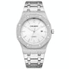 CAGARNY 6885 Octagonal Dial Quartz Dual Movement Watch Men Stainless Steel Strap Watch(Silver Shell White Dial)