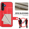 For Samsung Galaxy M16 5G / F16 5G Button Card Bag RFID Anti-theft Phone Case(Red)