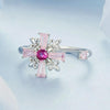 S925 Sterling Silver Platinum-plated Pink Iris Cross Open Ring(BSR526-E)