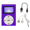 128M+Earphone+Cable Mini Lavalier Metal MP3 Music Player with Screen(Purple)