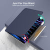 For iPad Air 13 2024 / Pro 12.9 2022 360 Rotation Detachable Clear Acrylic Leather Tablet Case(Dark Blue)