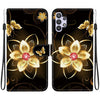 For Samsung Galaxy A32 5G Crystal Texture Colored Drawing Leather Phone Case(Gold Flower)
