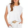 Women Summer Loose Top Basic T-Shirt Round Neck Casual Tank, Size: M(White)