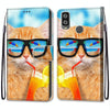 For Alcatel 1L (2021) Coloured Drawing Cross Texture Horizontal Flip PU Leather Case with Holder & Card Slots & Wallet & Lanyard(Cat Drinking Soda)