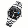 FNGEEN 5606 Men Luminous Casual Quartz Watch(White Steel White Shell Black Surface)