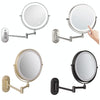 8 Inch Wall-Mounted Double-Sided Makeup Mirror LED Three-Tone Light Bathroom Mirror, Colour: Battery Models Silver(Triple Magnification)