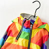 Autumn and Winter Children Fleece Rainbow Striped Diagonal Zipper Hooded Windbreaker, Height:90cm(Multicolor)