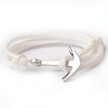 Alloy Anchor Charm Multilayer Leather Friendship Bracelets (White)