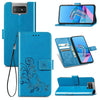 For Asus Zenfone 7 / 7 Pro  Four-leaf Clasp Embossed Buckle Mobile Phone Protection Leather Case with Lanyard & Card Slot & Wallet & Bracket Function(Blue)