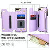For iPhone 8 Plus / 7 Plus Double Flap Zipper RFID Leather Phone Case with Short Lanyard(Light Purple)