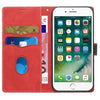 For iPhone SE 2022 / 2020 Grid Stitching Leather Phone Case with Lanyard(Red)