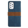 For Samsung Galaxy A52 5G / 4G Grid Stitching Leather Phone Case with Lanyard(Blue)