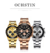 OCHSTIN Augusten 6103B Multi Function Quartz Watch Sports luminous Waterproof Watch Calendar Steel Band Men  Watch(Silvery)