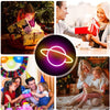 LED Planet Neon Light Bedroom Universe Shape Decoration Night Light(Blue + Pink Light)