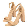 BIGTREE Women Shoes Summer High Heels Simple Chunky Sexy Nightclub Ankle Strap Sandals, Size: 37(Nude)